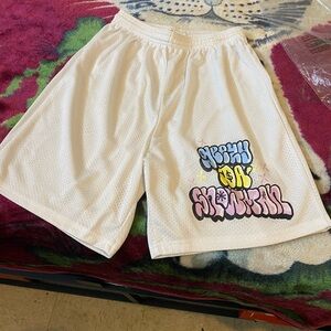 Men's White Graphic Athletic Shorts
